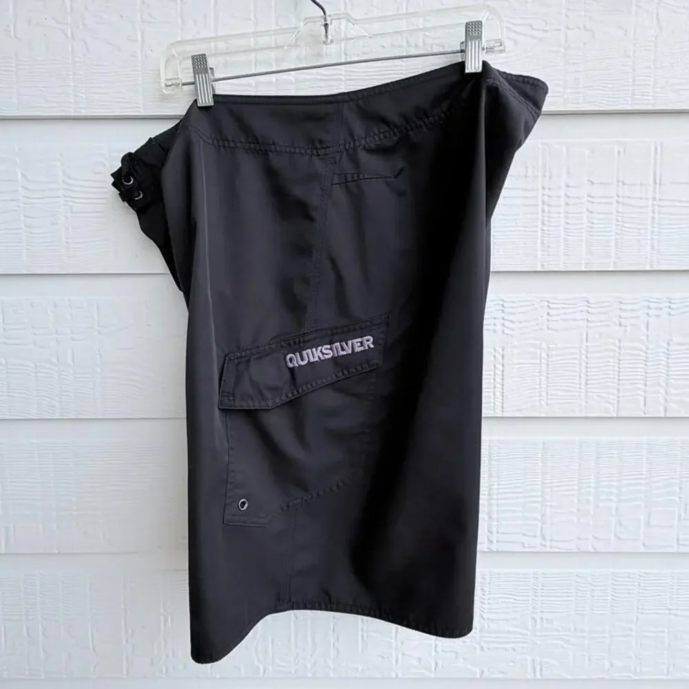 Quiksilver Black/purple logo  Board Shorts Size 40 Surf Swim